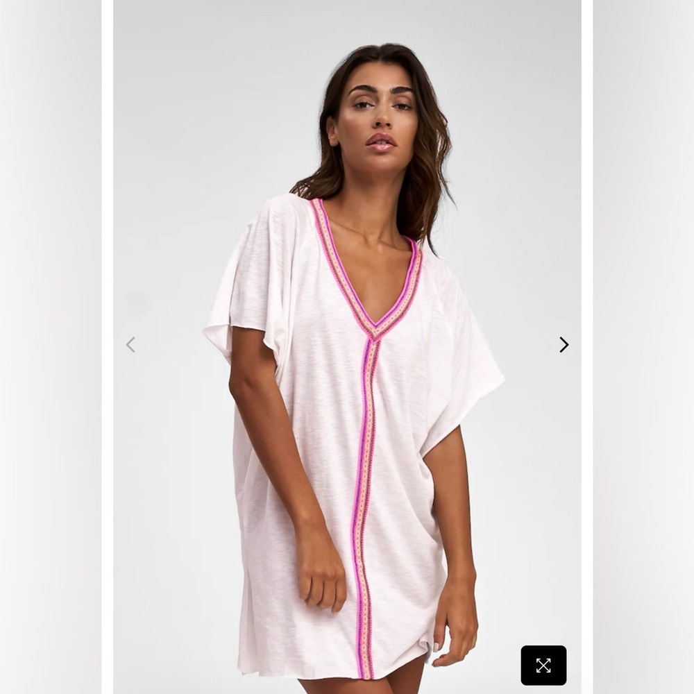 Pitusa Cream Coverup with Pink Accents